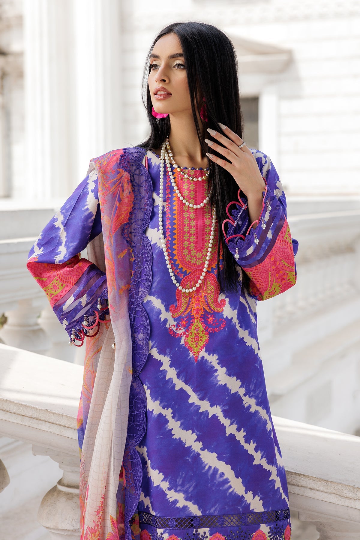3-PC Stitched Embroidered Lawn Collection  AG6-01 P