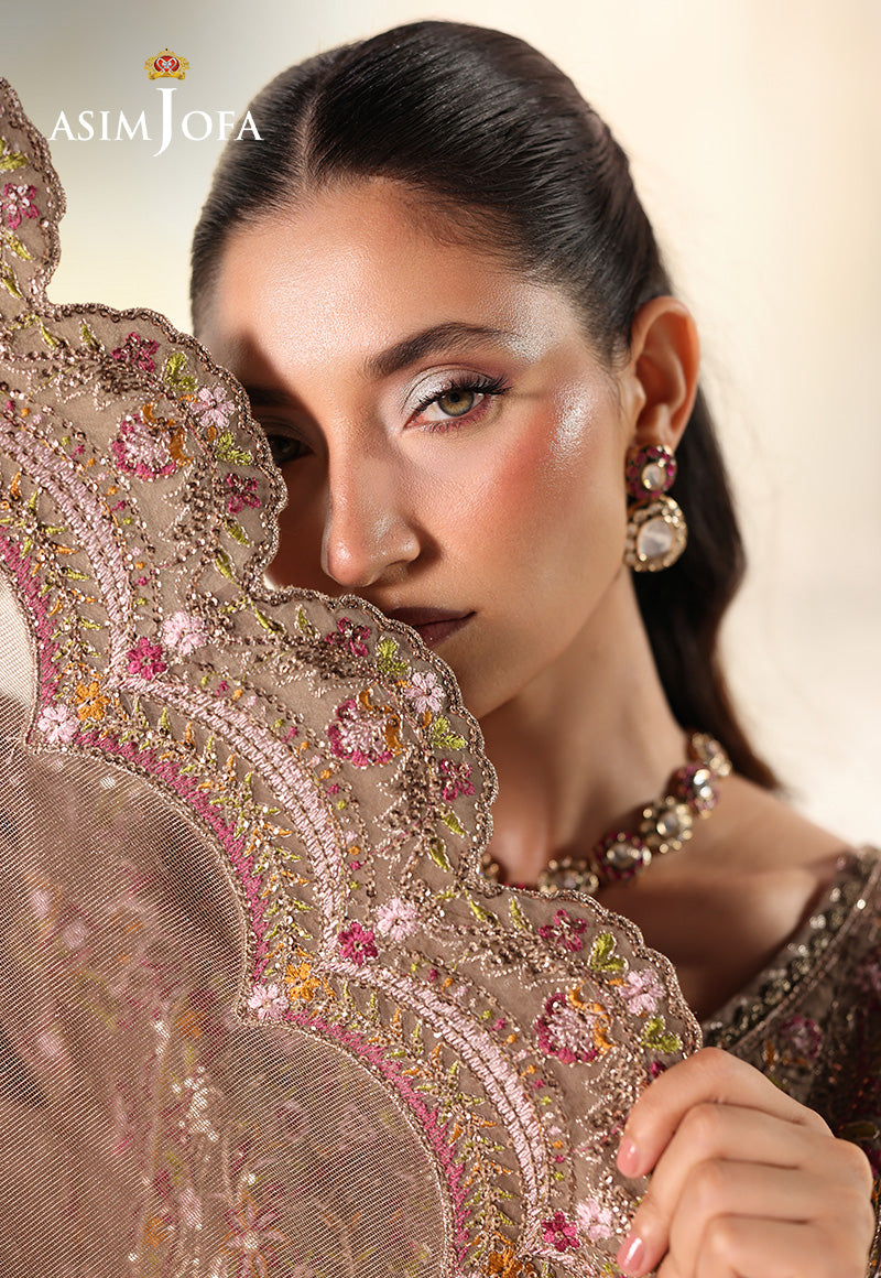 AJUEVD-10 EMBROIDERED SPUN RAW SILK Stitched 3 PCS
