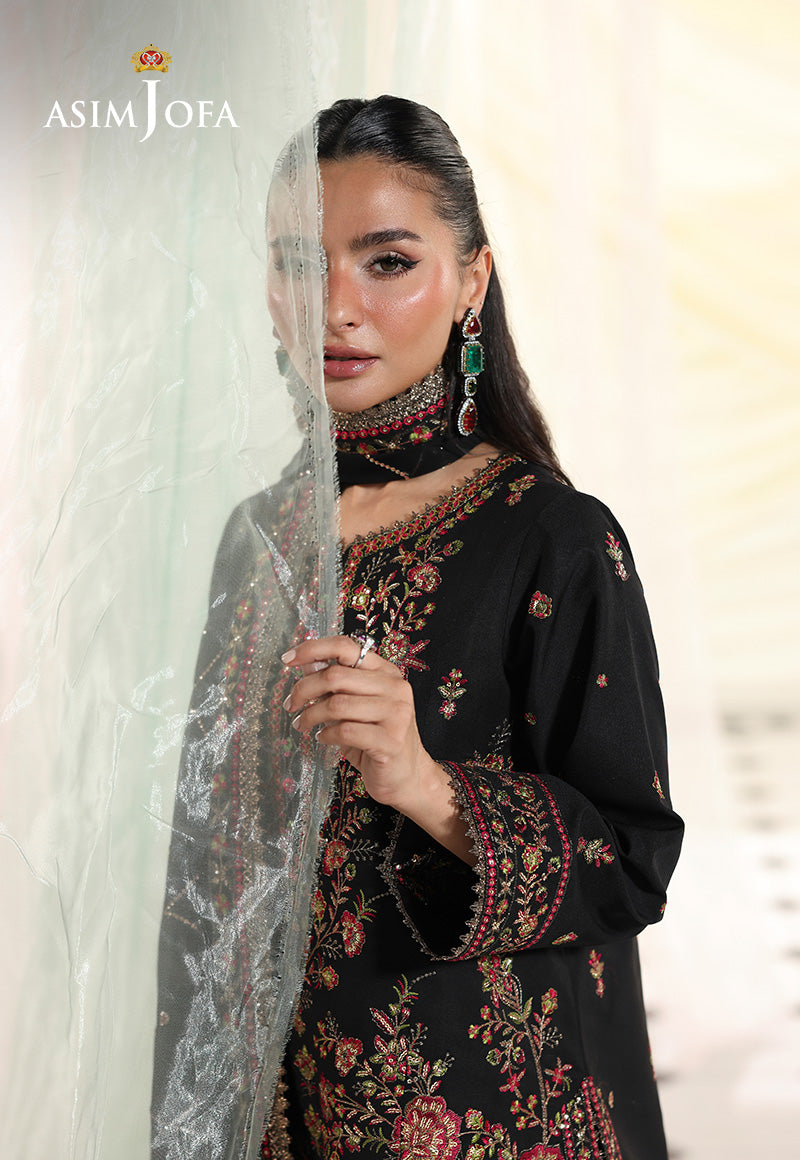 AJUEV-14 EMBROIDERED SILK UNSTITCHED 3 PCS