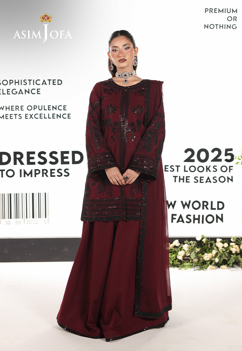 AJUEVD-05 EMBROIDERED SILK Stitched 3 PCS