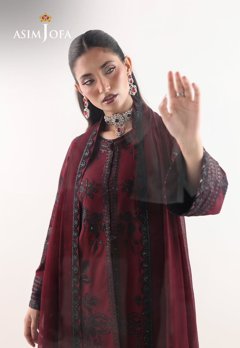 AJUEVD-05 EMBROIDERED SILK Stitched 3 PCS