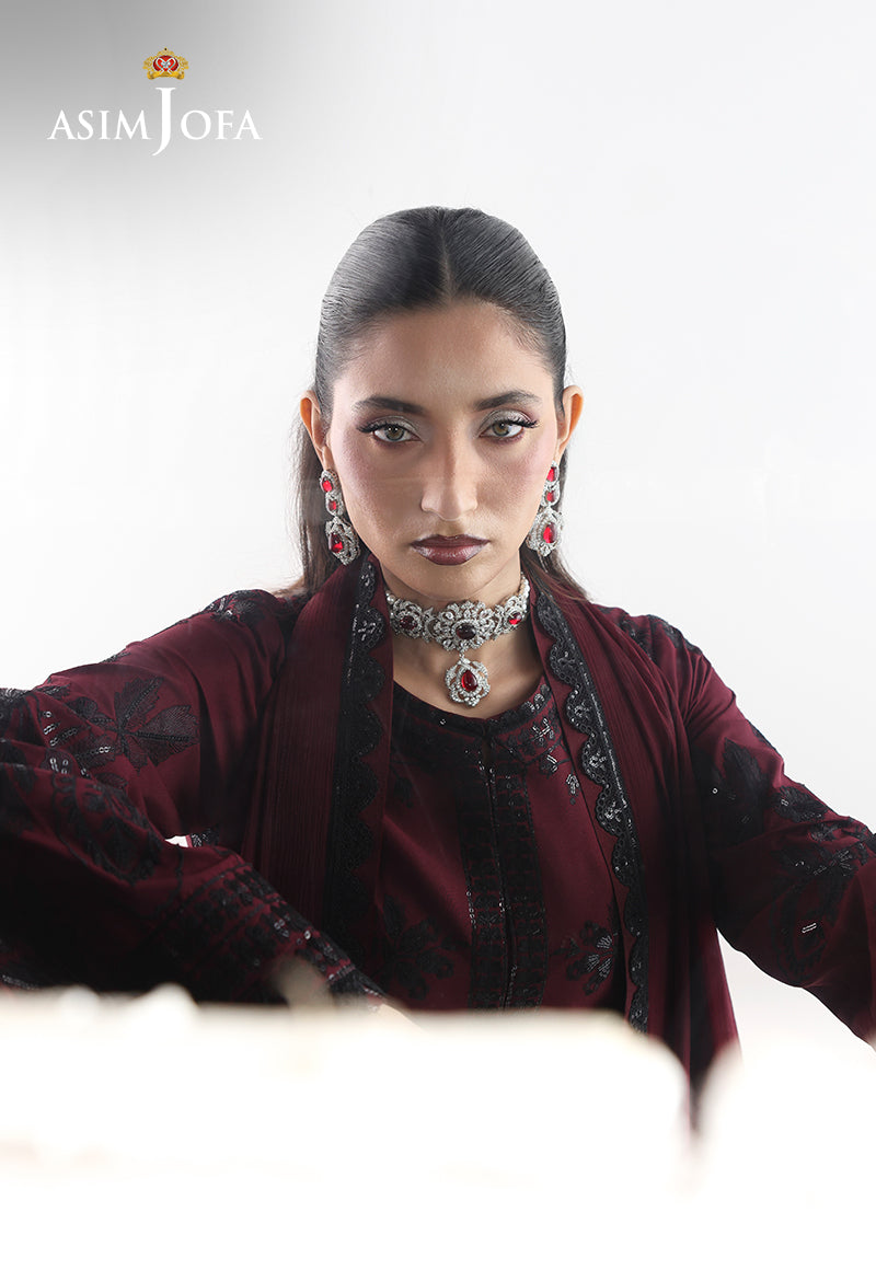 AJUEVD-05 EMBROIDERED SILK Stitched 3 PCS