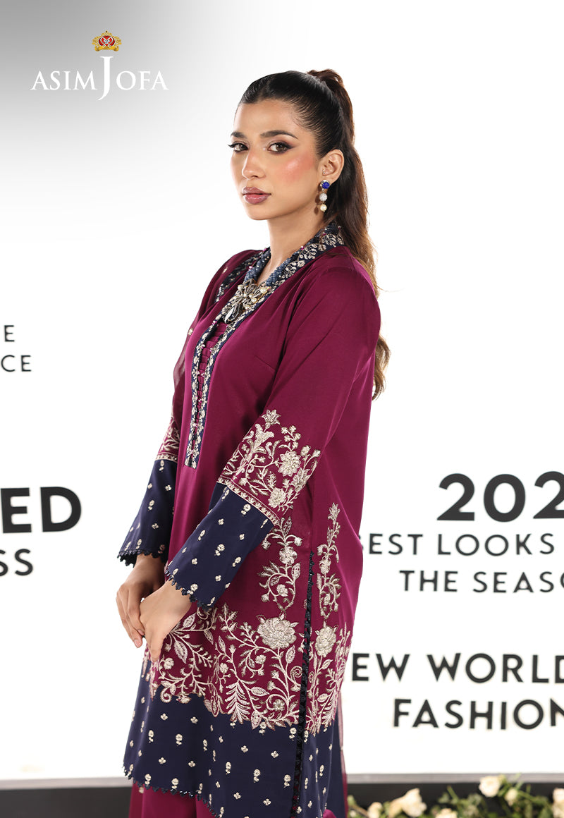 AJUEVD-02 EMBROIDERED SILK Stitched 3 PCS