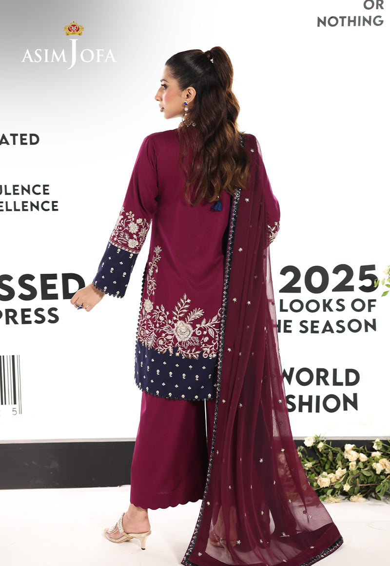 AJUEVD-02 EMBROIDERED SILK Stitched 3 PCS