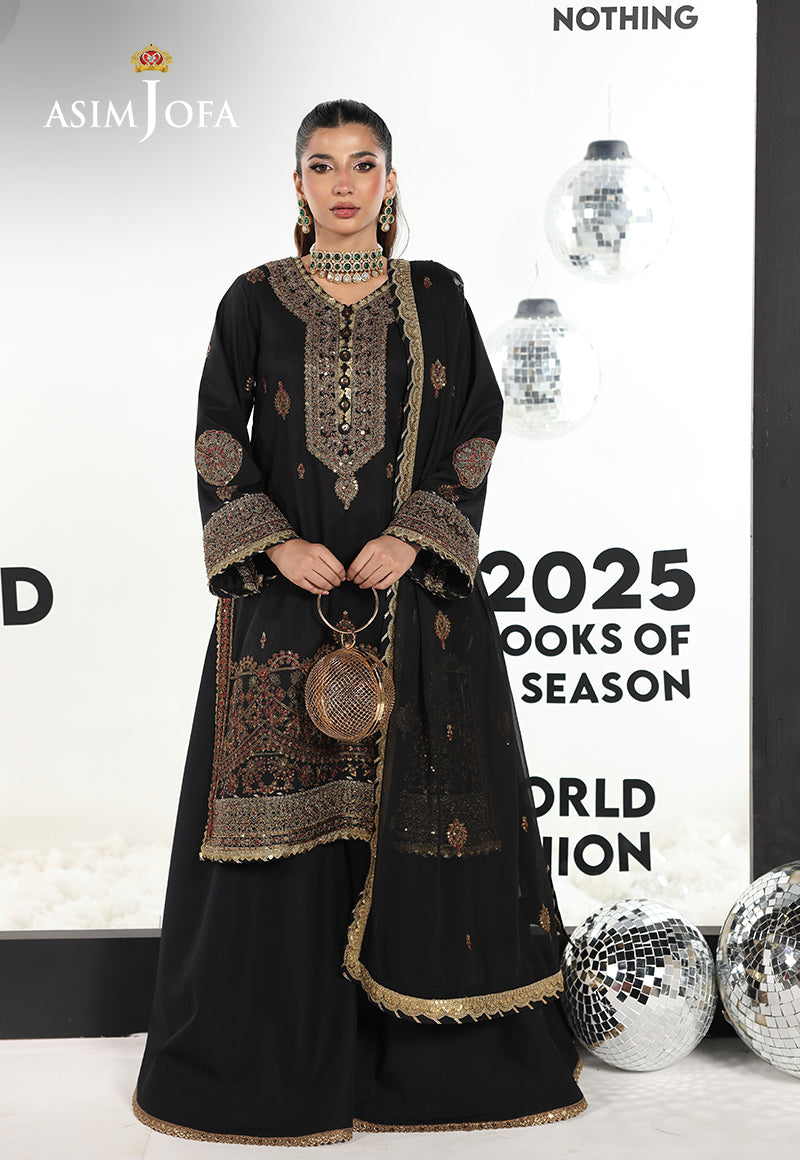 AJUEVD-18 EMBROIDERED SILK Stitched 3 PCS