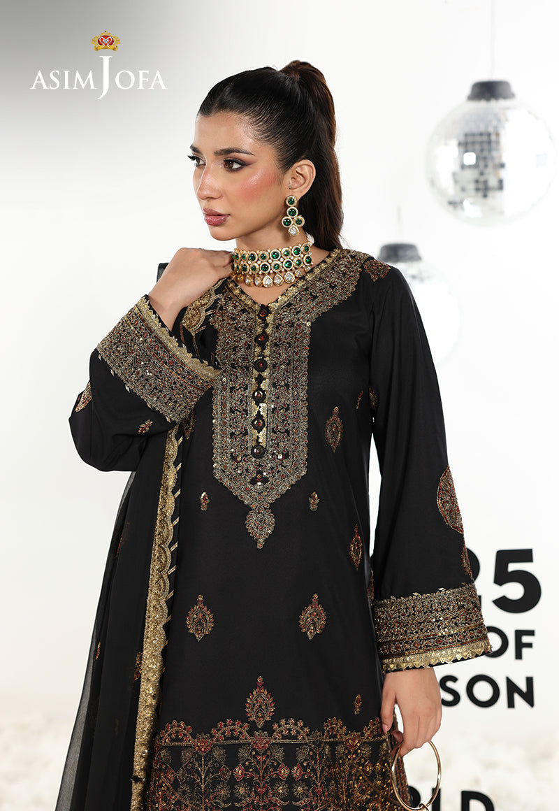 AJUEVD-18 EMBROIDERED SILK Stitched 3 PCS
