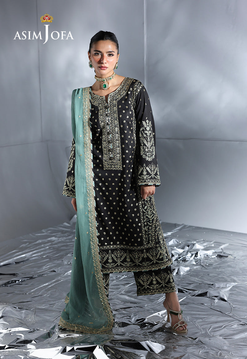 AJUEVD-13 EMBROIDERED SILK Stitched 2 PCS