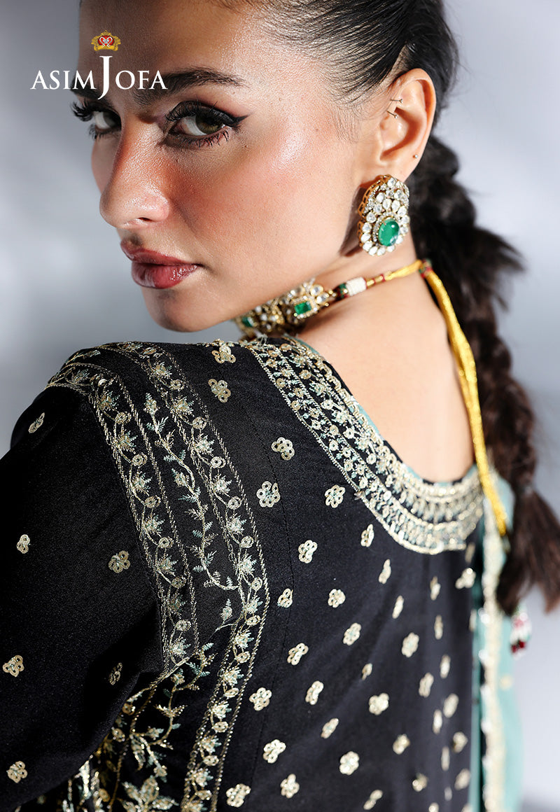 AJUEVD-13 EMBROIDERED SILK Stitched 2 PCS