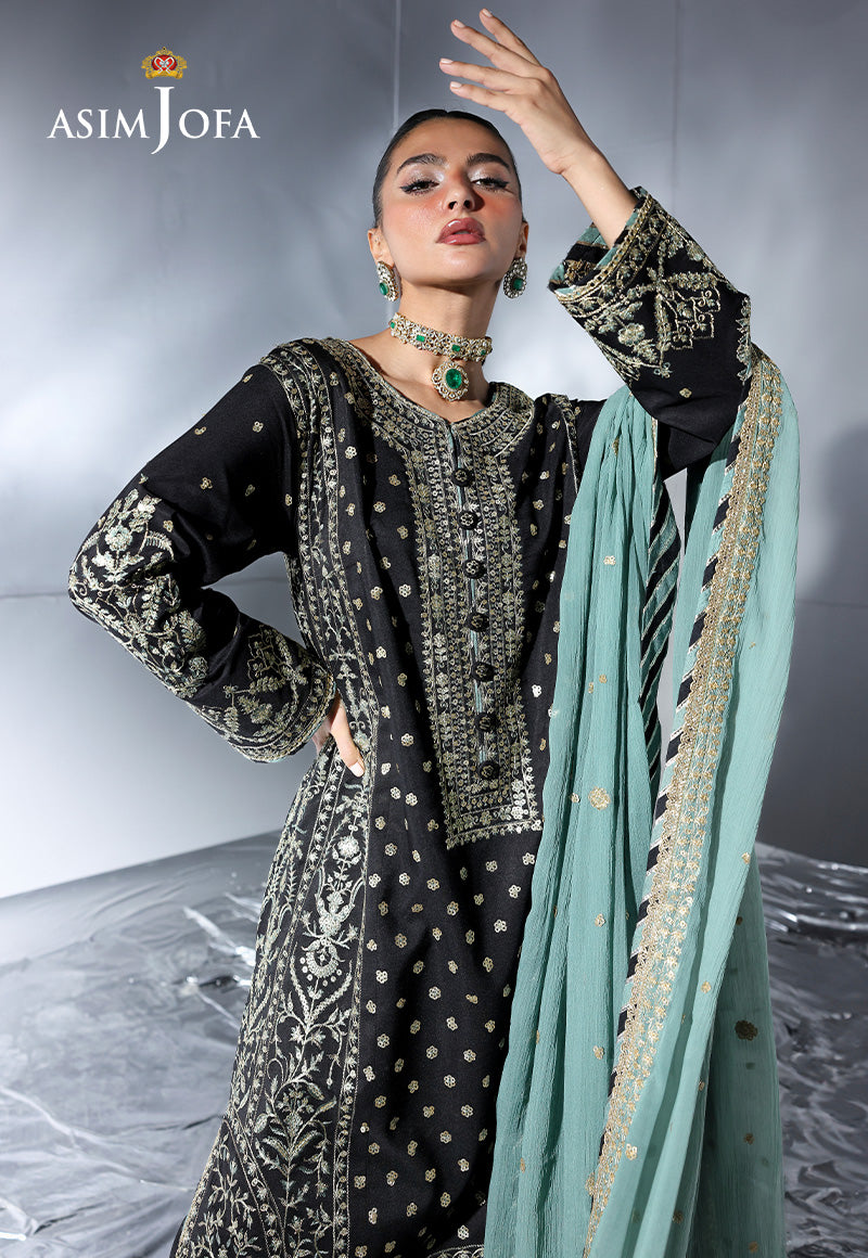 AJUEVD-13 EMBROIDERED SILK Stitched 2 PCS