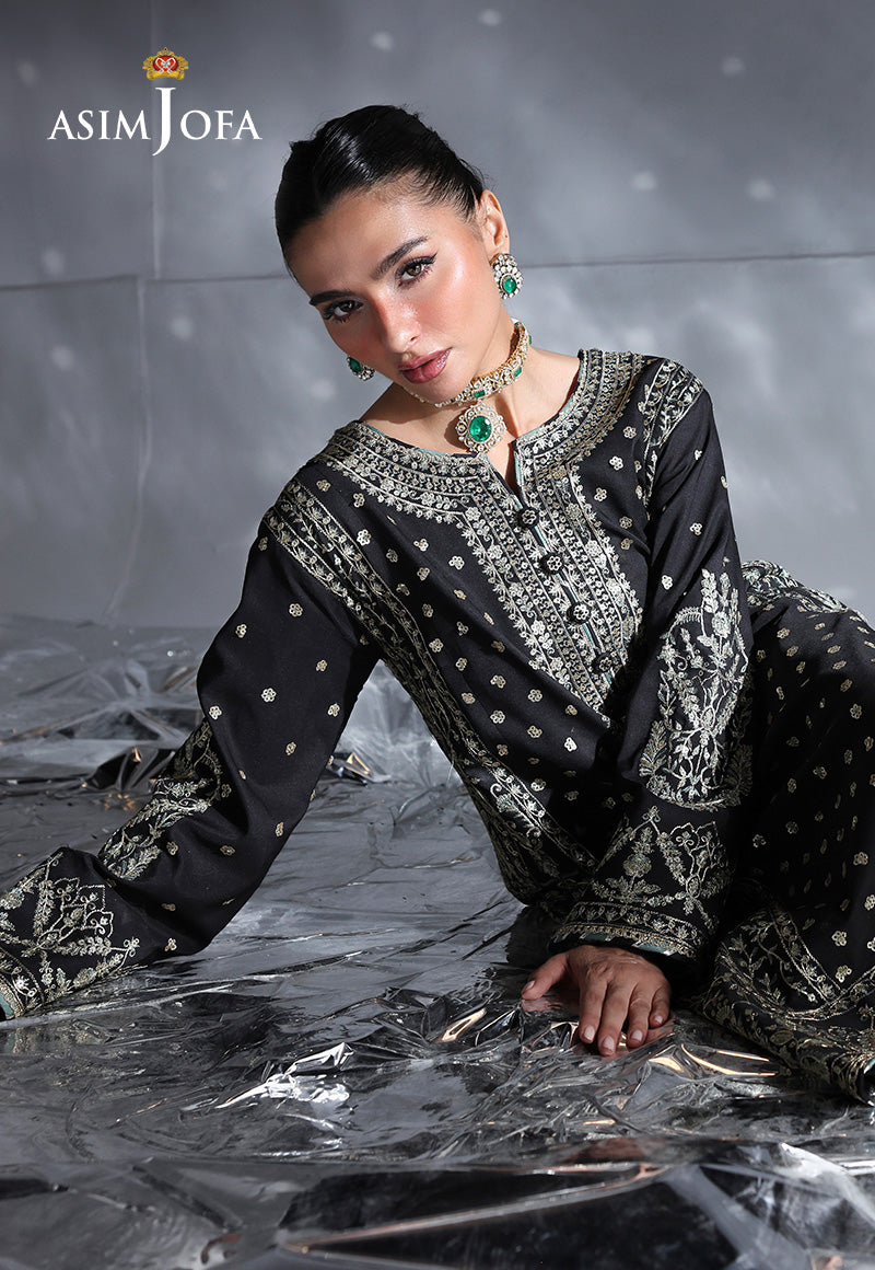 AJUEVD-13 EMBROIDERED SILK Stitched 2 PCS
