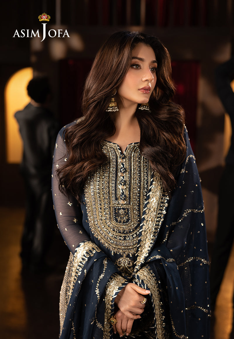 Ajfod-02 Embroidered Chiffon Stitched 3 Pcs