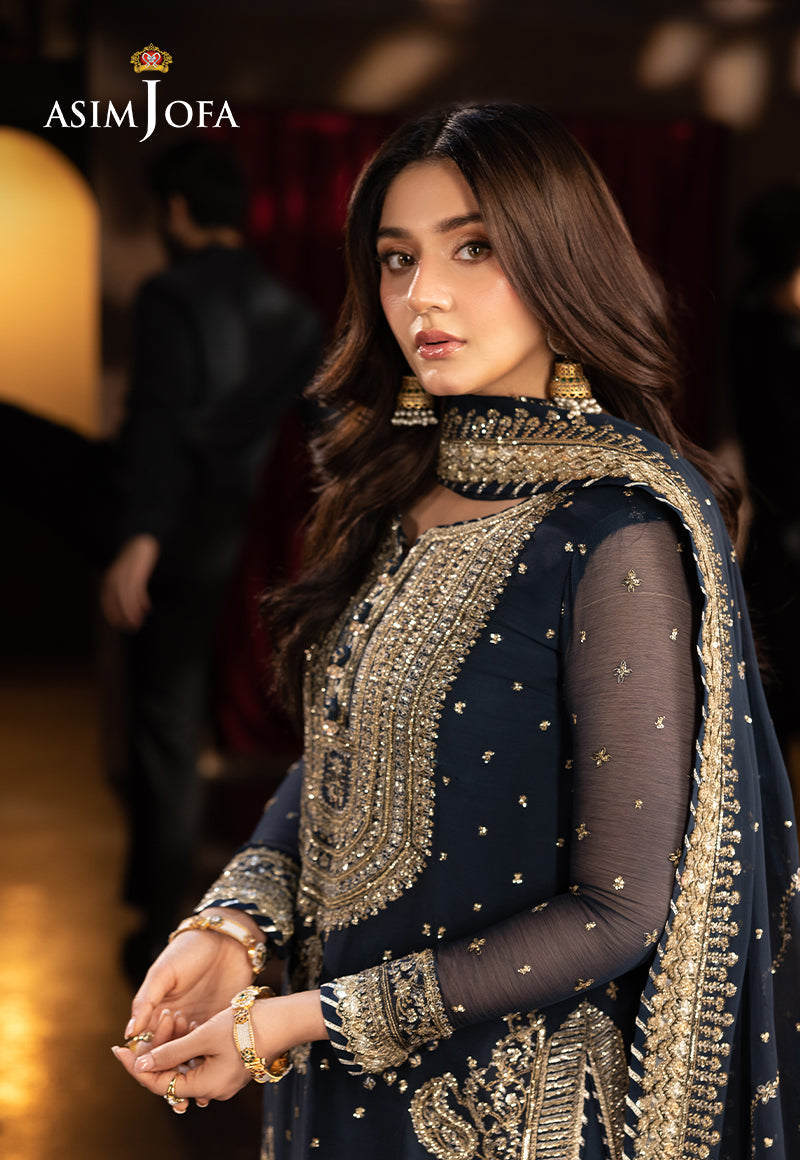 Ajfod-02 Embroidered Chiffon Stitched 3 Pcs