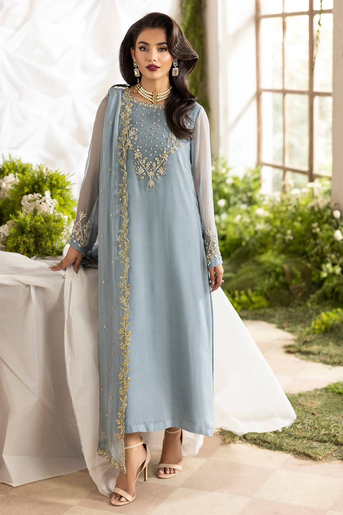 3-PC Embroidered Chiffon Suit CMA-5-100