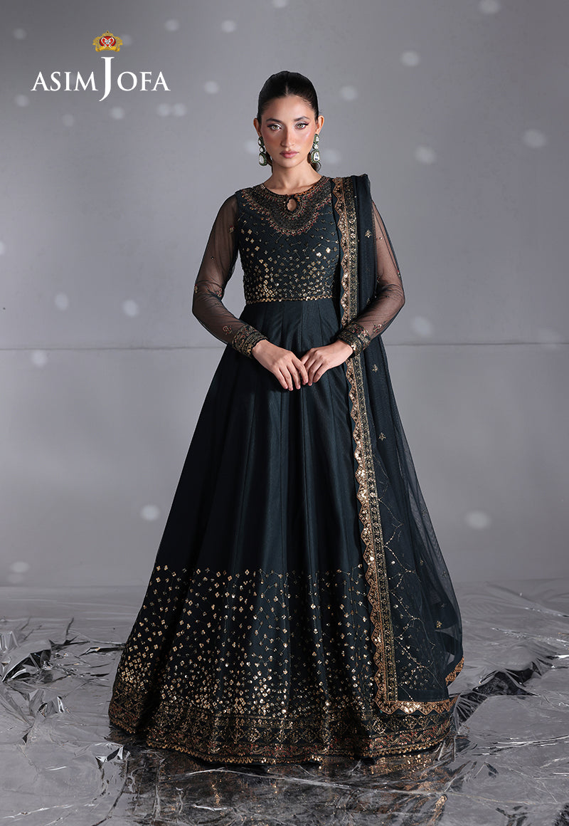 AJUEVD-16 EMBROIDERED NET Stitched 3 PCS