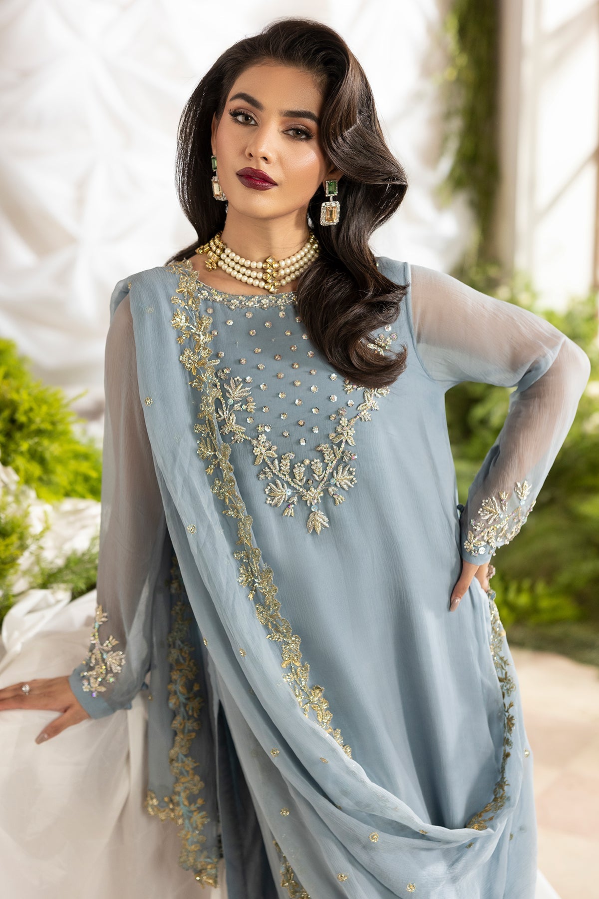 3-PC Embroidered Chiffon Suit CMA-5-100