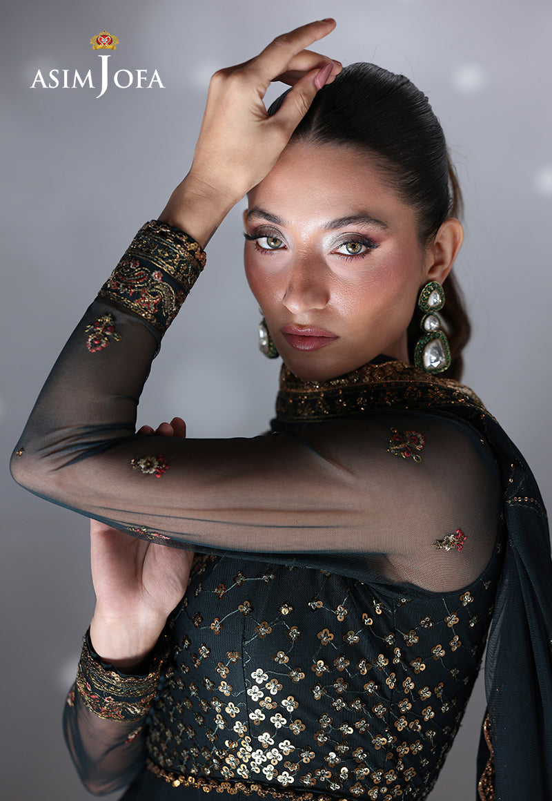 AJUEVD-16 EMBROIDERED NET Stitched 3 PCS