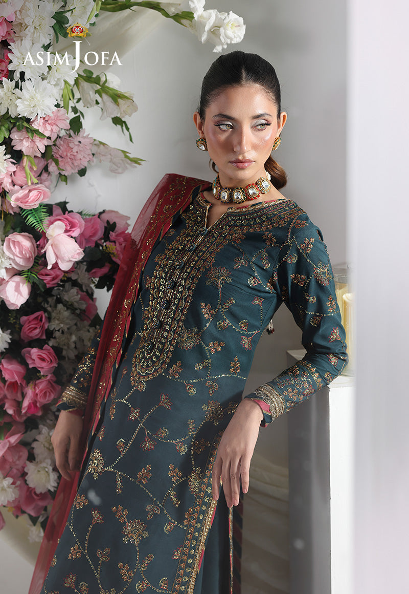 AJUEVD-12 EMBROIDERED SILK Stitched 3 PCS