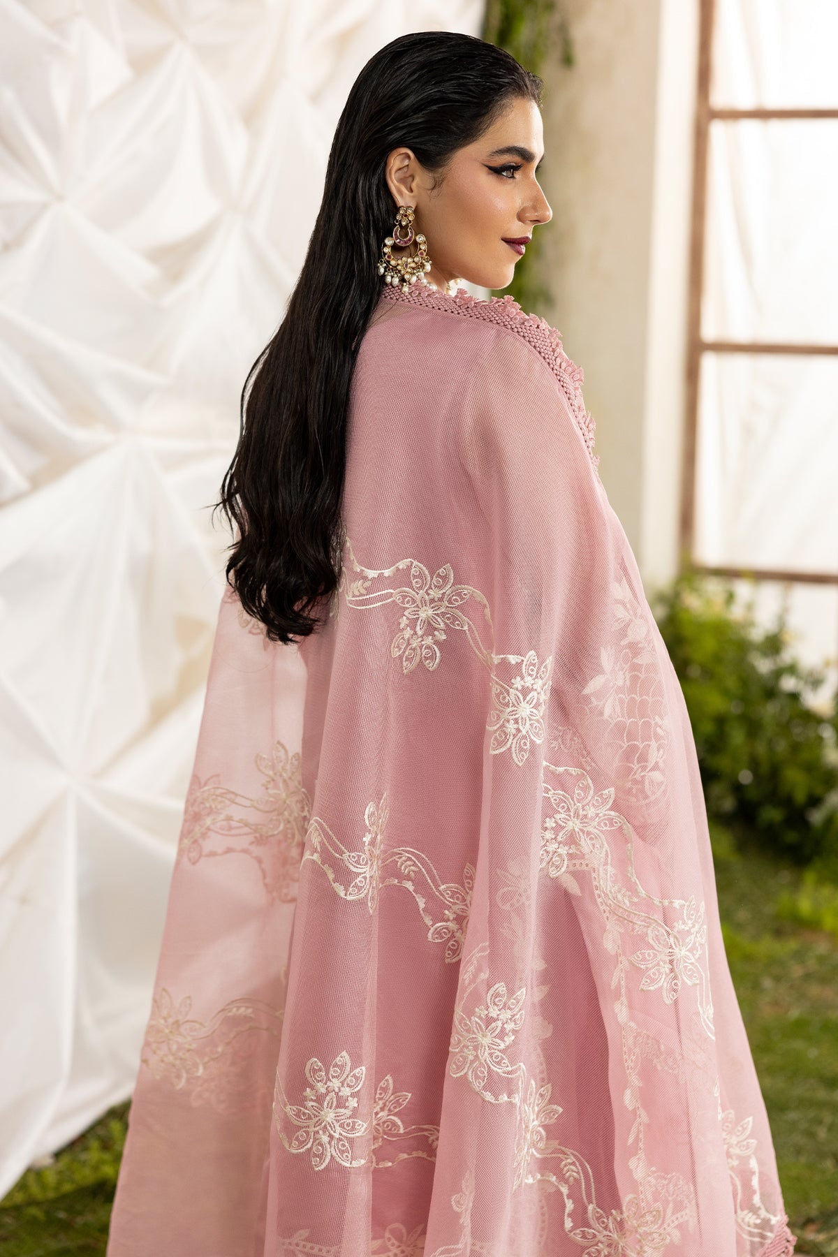 3-PC Embroidered  Cotton Net CMA-5-189