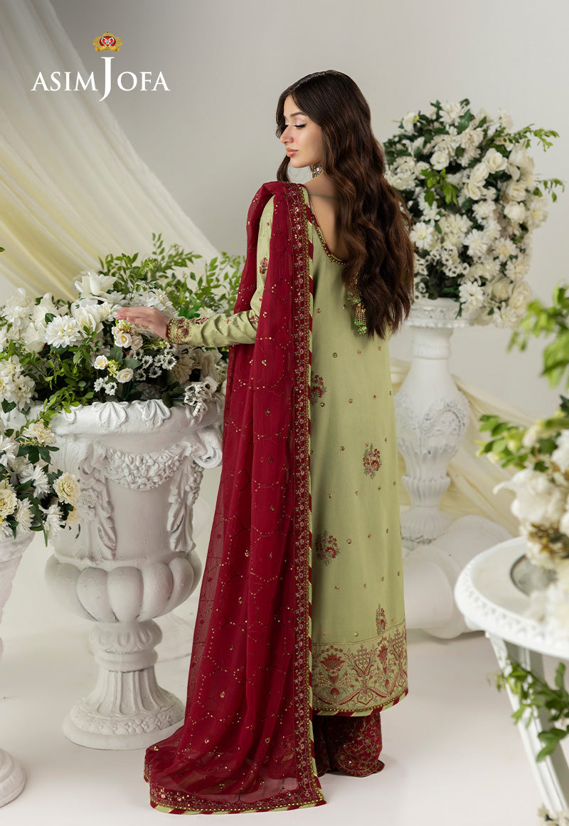 AJIZLD-04 EMBROIDERED RAW SILK Stitched 3 PCS