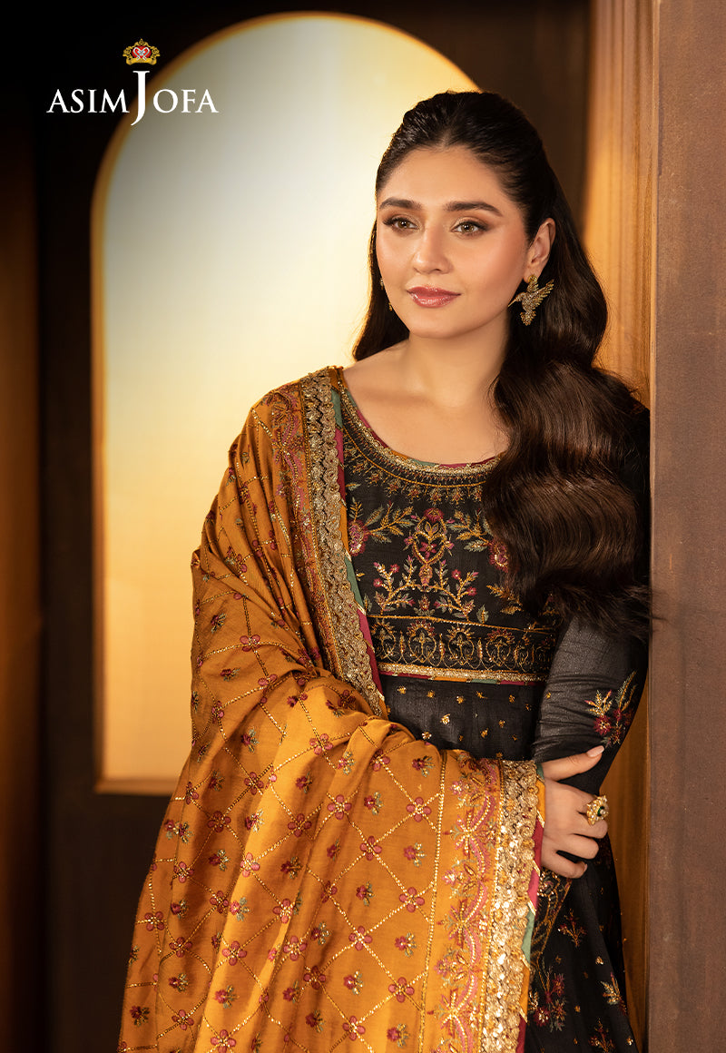 AJLFF-19 Embroidered Silk 3 Pcs