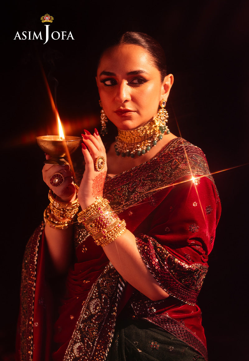AJMVD-08 EMBROIDERED VELVET STITCHED 2 PCS