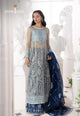AJIZL-05 EMBROIDERED ZARI CHECK NET UNSTITCHED 3 PCS