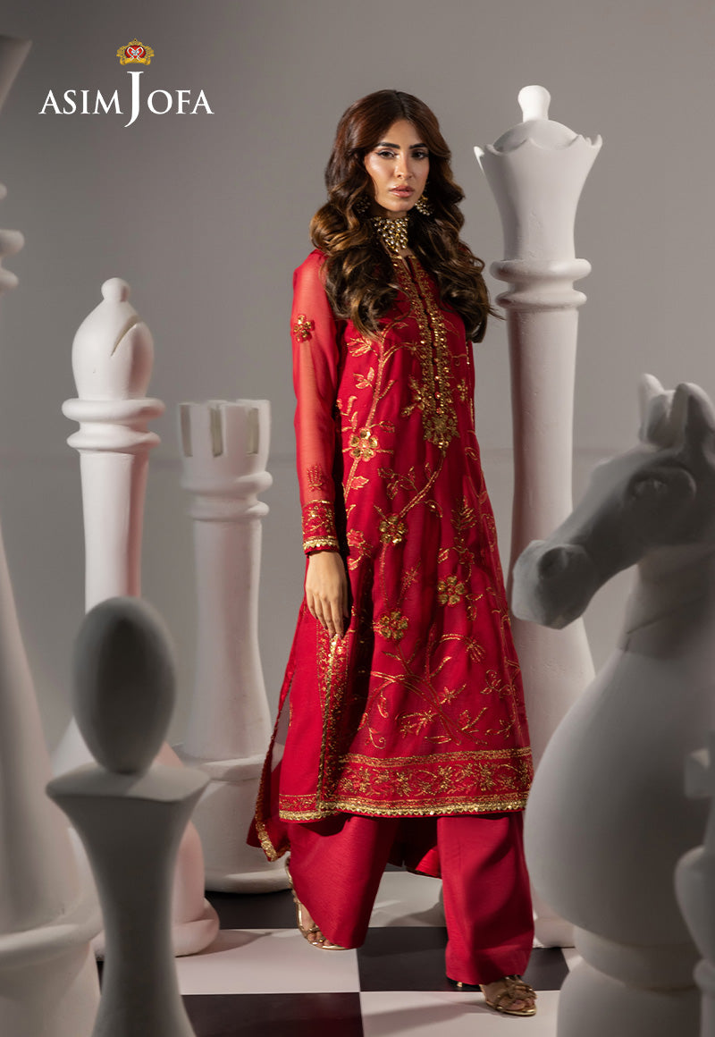 AJIZLD-19 EMBROIDERED CHIFFON Stitched 3 PCS