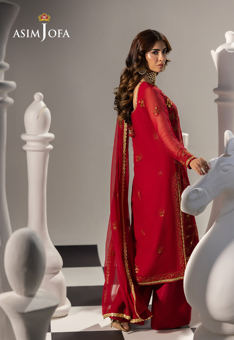 AJIZLD-19 EMBROIDERED CHIFFON Stitched 3 PCS