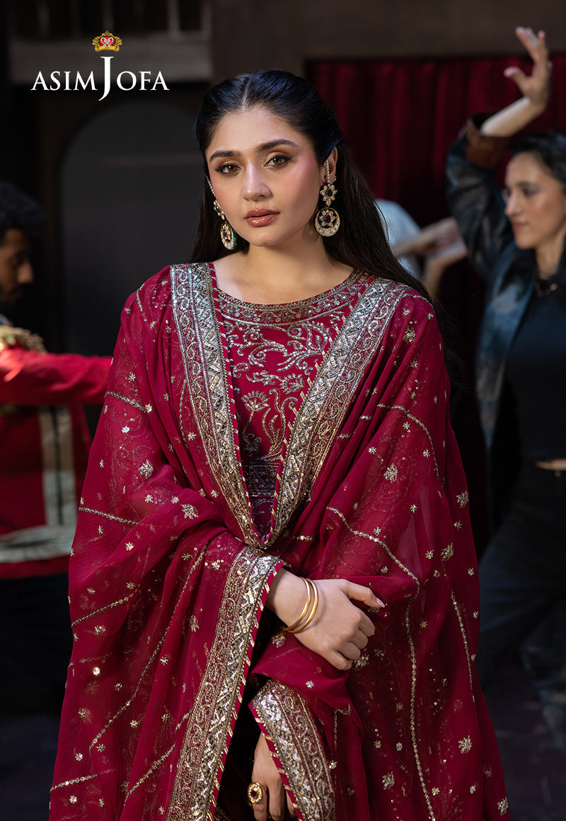AJFO-13 EMBROIDERED CHIFFON UNSTITCHED 3 PCS