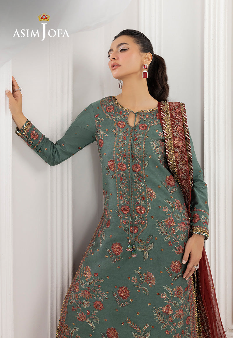 AJIZLD-07 EMBROIDERED COTTON SILK Stitched 3 PCS