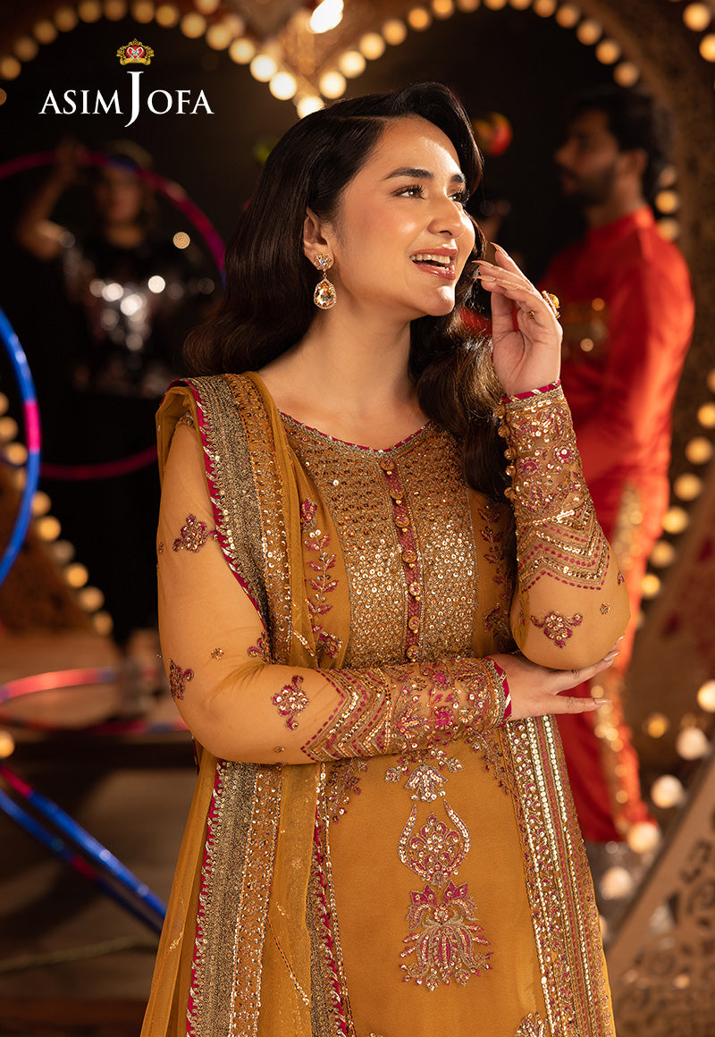 Ajfo-06 Embroidered Net Unstitched 3 Pcs
