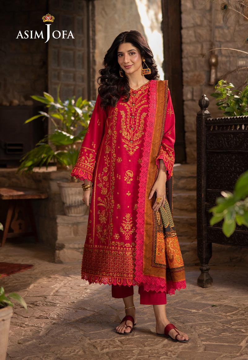 AJUWD-12 EMBROIDERED STITCHED 3 PCS