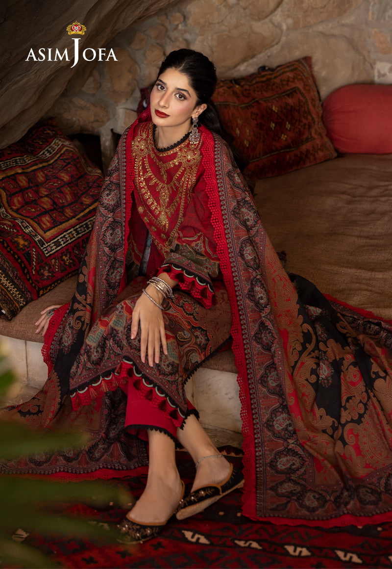 AJUWD-02 EMBROIDERED STITCHED 3 PCS