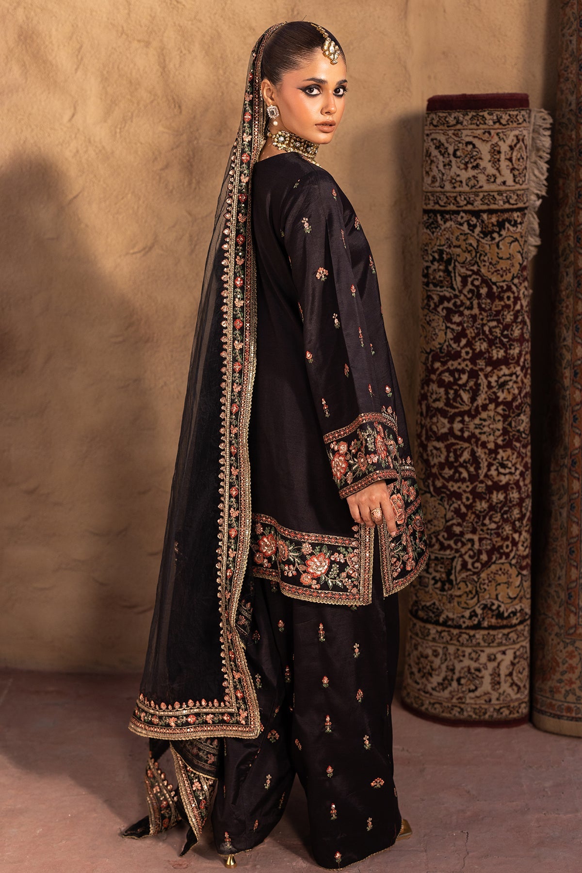 3-PC Embroidered Raw-Silk Suit CMA-5-35