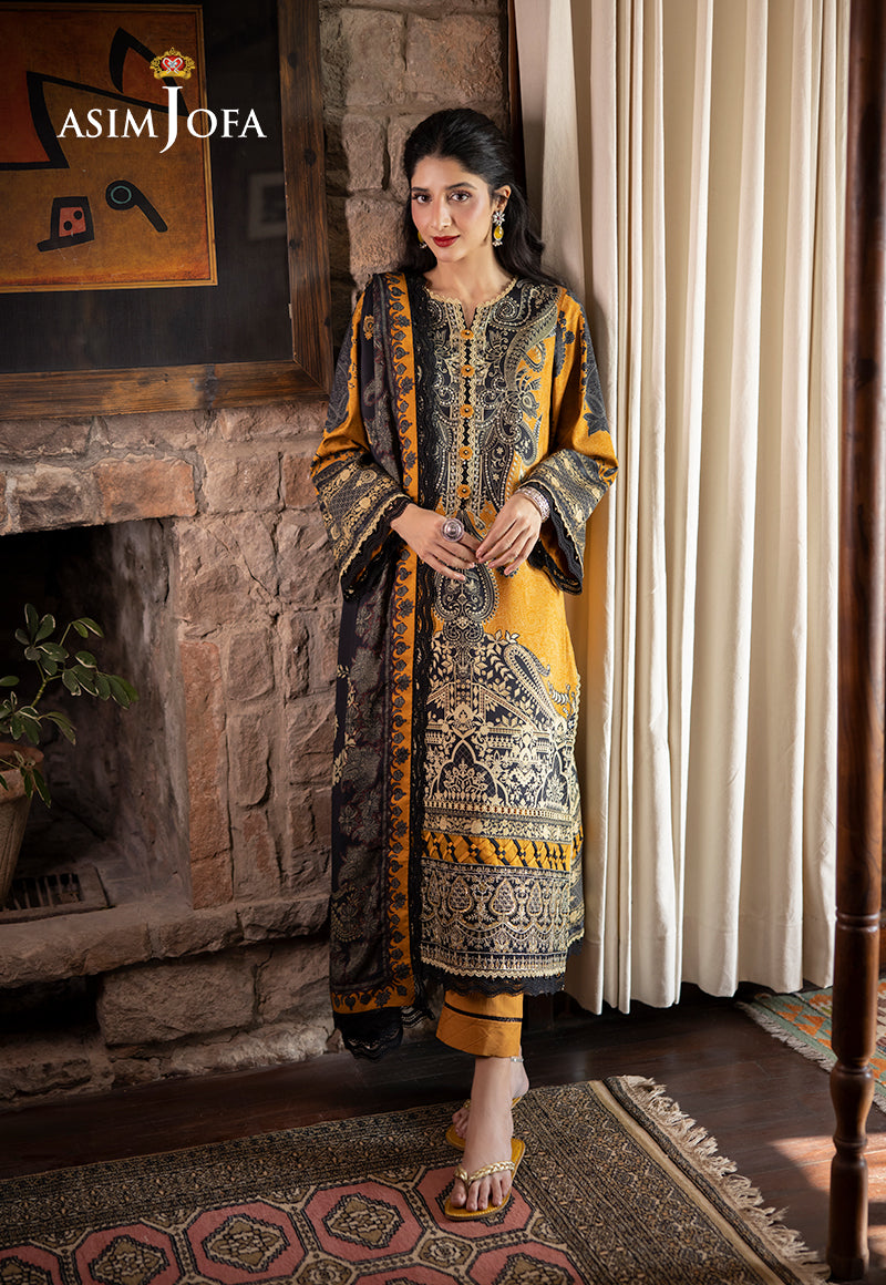 AJUWD-23 EMBROIDERED STITCHED 3 PCS