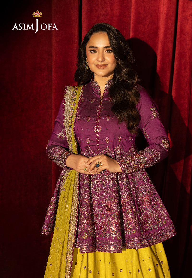 AJLFF-17 Embroidered Two Tone Cotton Silk 3 Pcs