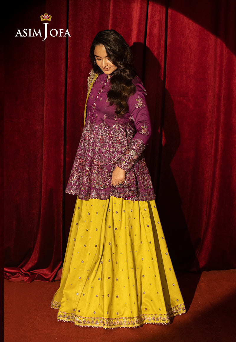 AJLFF-17 Embroidered Two Tone Cotton Silk 3 Pcs