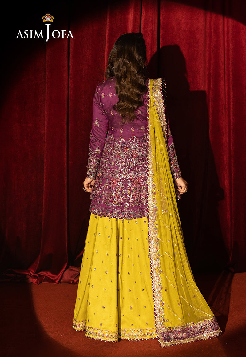 AJLFF-17 Embroidered Two Tone Cotton Silk 3 Pcs