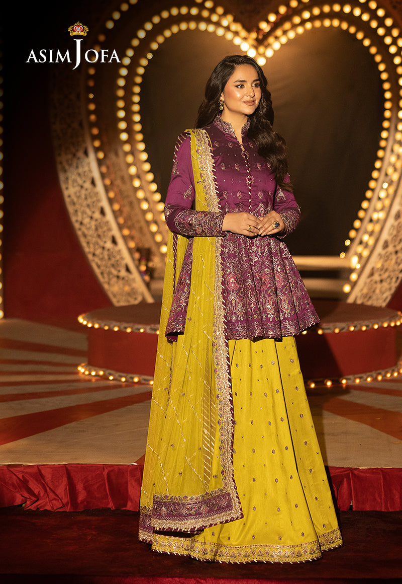 AJLFF-17 Embroidered Two Tone Cotton Silk 3 Pcs