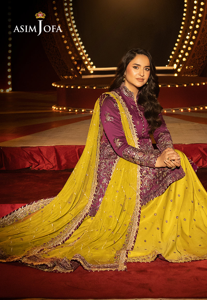 AJLFF-17 Embroidered Two Tone Cotton Silk 3 Pcs