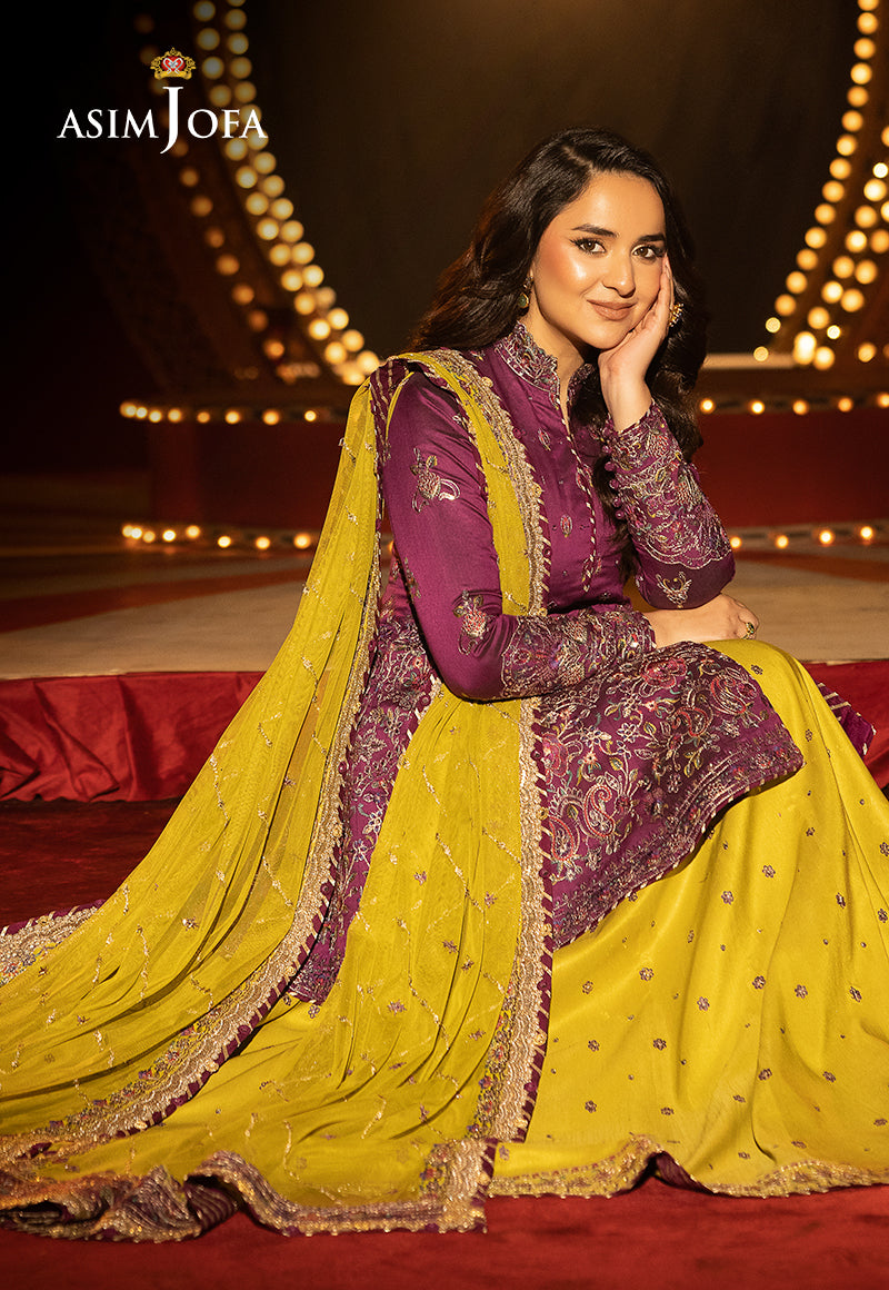 AJLFF-17 Embroidered Two Tone Cotton Silk 3 Pcs