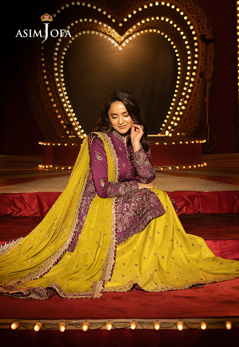 AJLFF-17 Embroidered Two Tone Cotton Silk 3 Pcs