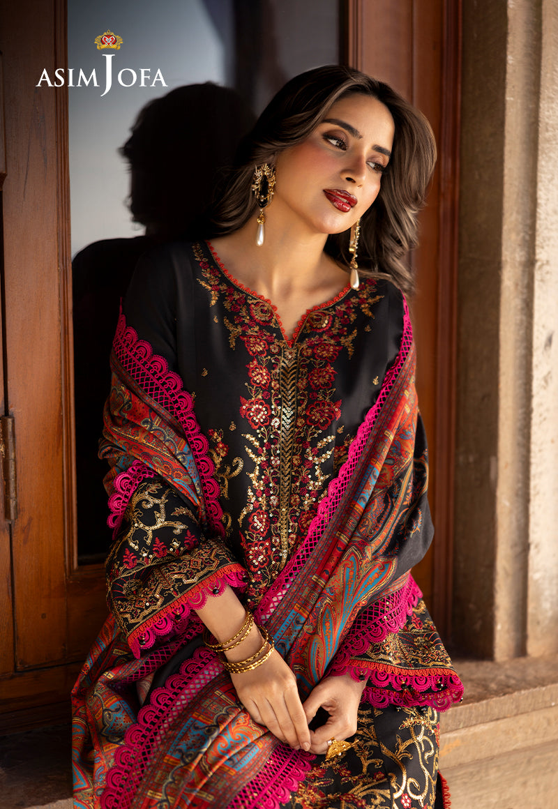 AJUWD-28 EMBROIDERED VISCOSE 3 Pcs