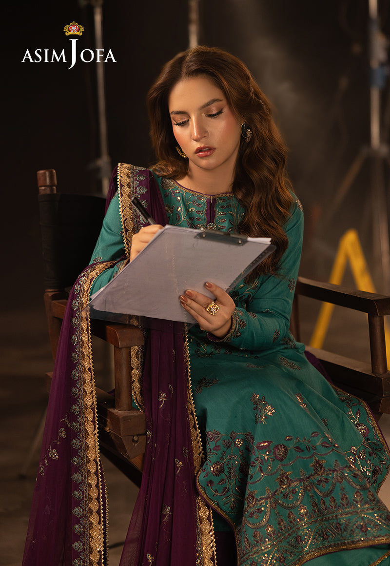 AJFO-08 EMBROIDERED SILK UNSTITCHED 3 PCS