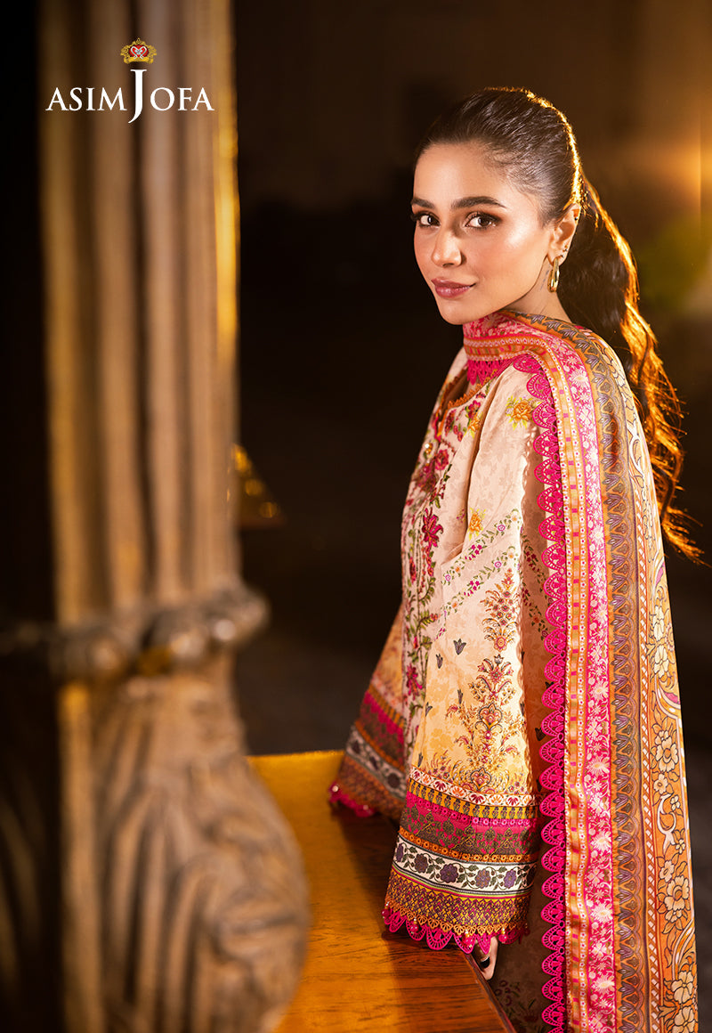 AJUBJ-02 PRINTED EMBROIDERED LAWN 3 PC