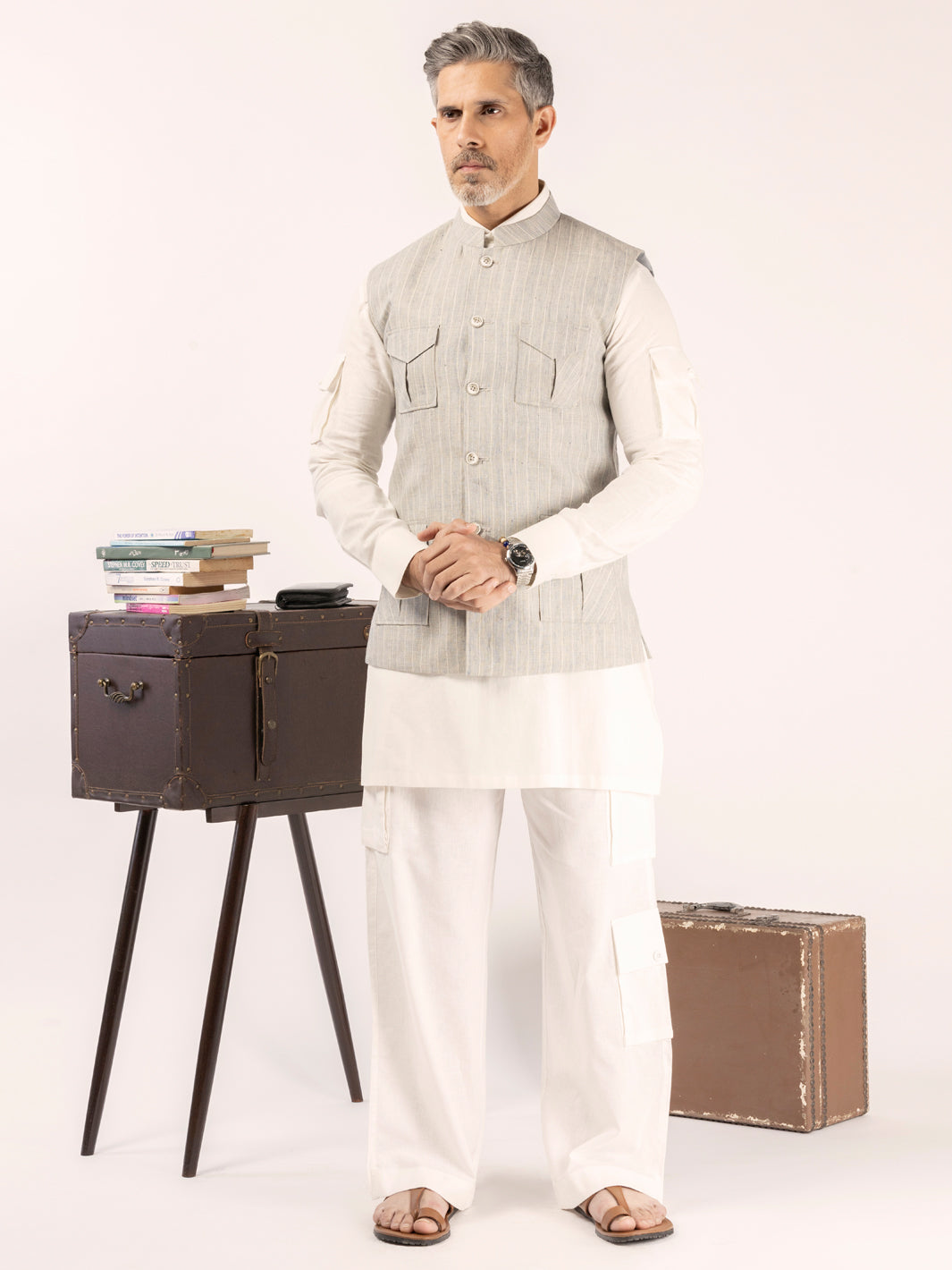 Grey Linen Waistcoat - ALCR-WC-009