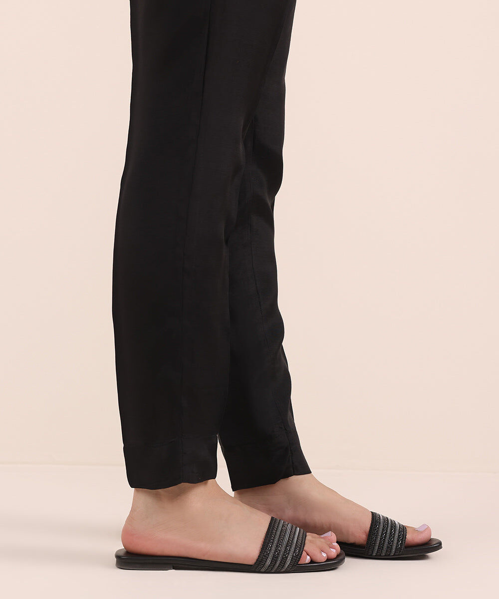 Raw Silk Cigarette Pants