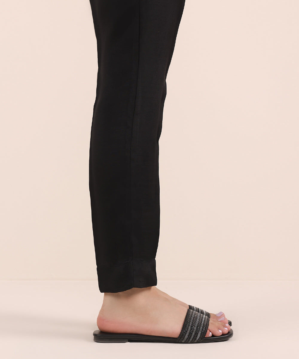 Raw Silk Cigarette Pants