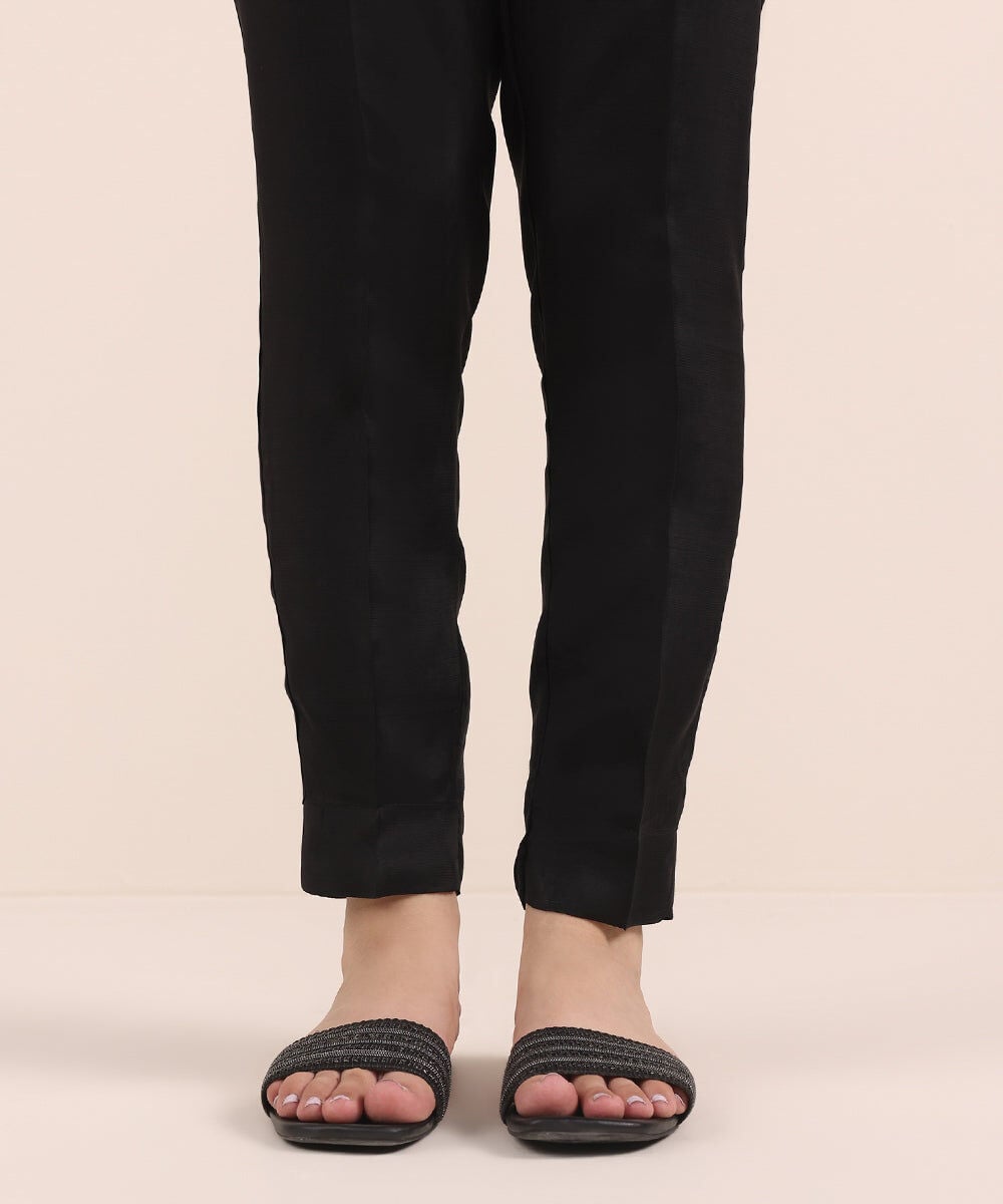 Raw Silk Cigarette Pants