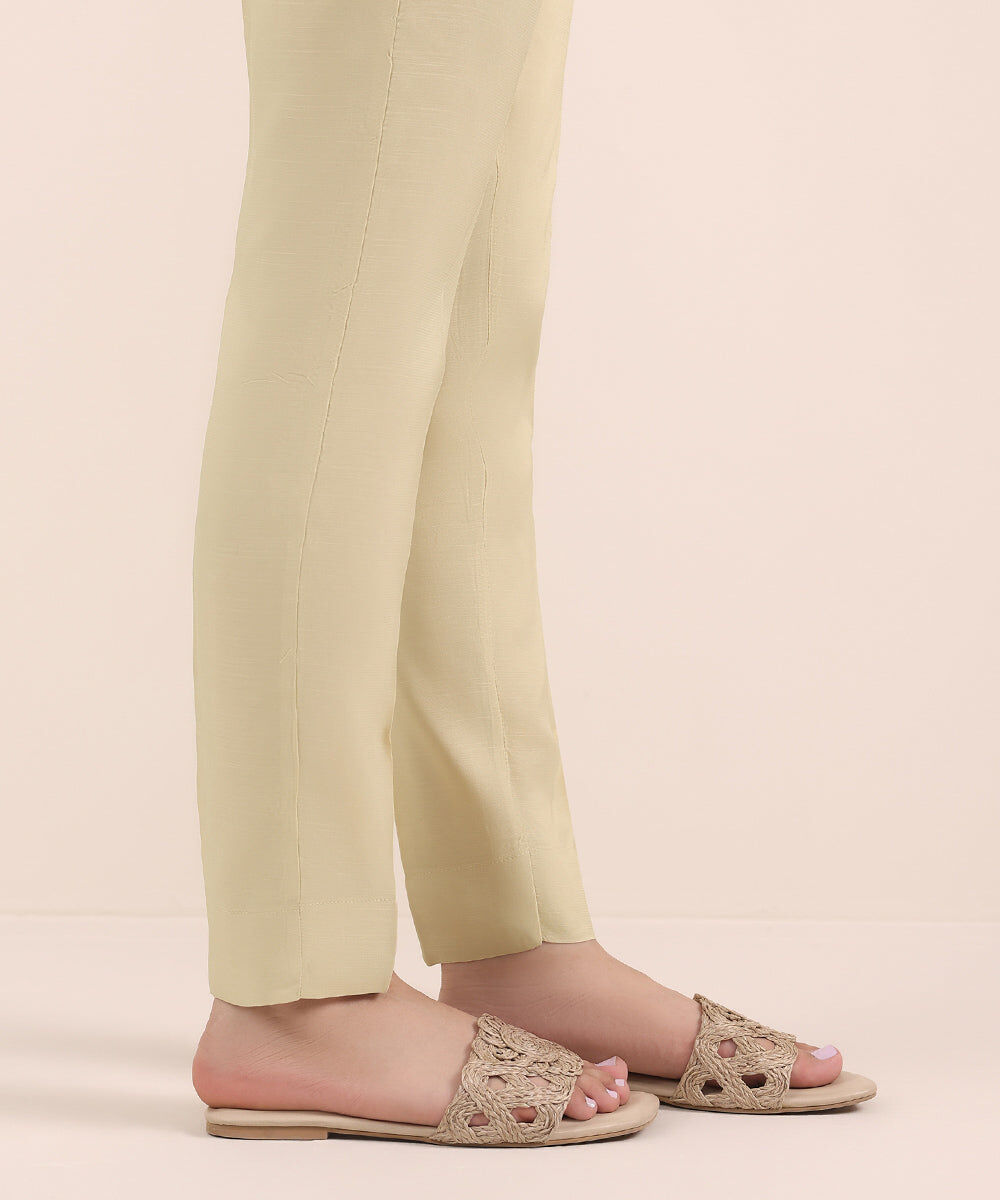 Raw Silk Cigarette Pants